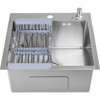 Saniteco 4848 + Spike F9S07011 (сатин, с сифоном, дозатором и коландером) Image #3