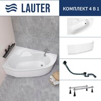 Lauter Valencia 150x100 2102150L (с ножками, лицевым экраном и сифоном 21Y32001 матовый черный) Image #1