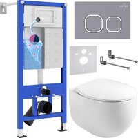 Roxen Egg в комплекте с инсталляцией StounFix Dual Fresh 6 в 1 966436 (кнопка: серый бетон)