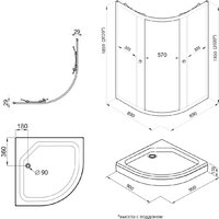 Saniteco SNT-801 90х90 c поддоном (черный/прозрачное стекло) Image #2