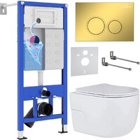 Roxen Porto в комплекте с инсталляцией StounFix Dual Fresh 6 в 1 968015 (кнопка: золото глянцевое )