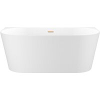 Wellsee Excellence Pro 140x70 28760104R (пристенная ванна белый глянец, экран, ножки, сифон-автомат золото)