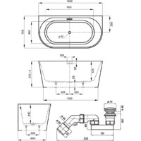 Ванна Wellsee Excellence Pro 140x70 28760104R (пристенная ванна белый глянец, экран, ножки, сифон-автомат золото) - Превью изображения №10 — Интернет-Магазин TECNO.BY
