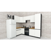 ВерсоМебель Эко-7 1.4x2.6 левая (белый фасадный/ст.золотистый дуб)