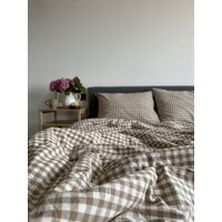 Царство сновидений Вареный хлопок Бежевая клетка 150-0146 (евро с прост. на рез. 180х200,нав. 50x70) Image #3