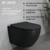 Унитаз подвесной Lauter Augsburg 21109EC + I012709 + I090201 (черный матовый с кнопкой смыва белый глянцевый) - Превью изображения №2 — Интернет-Магазин TECNO.BY