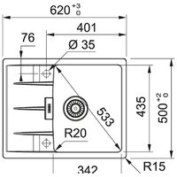 Кухонная мойка Franke Centro CNG 611/211-62 Fragranite 114.0639.680 (миндаль) - Превью изображения №2 — Интернет-Магазин TECNO.BY