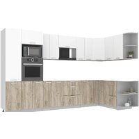 Интерлиния Мила Лайт 1.68x3.4 правая без столешницы (белый платинум/дуб серый)