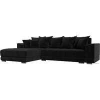Лига диванов НордСтар левый 121112L (велюр черный/подушки велюр черный)