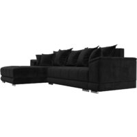 Лига диванов НордСтар левый 121112L (велюр черный/подушки велюр черный) Image #4