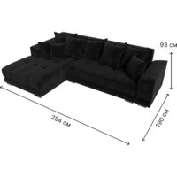 Лига диванов НордСтар левый 121112L (велюр черный/подушки велюр черный) Image #9