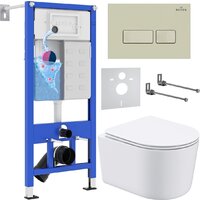 Roxen Simple Compact в комплекте с инсталляцией StounFix Dual Fresh 6 в 1 966686 (кнопка: бежевый)