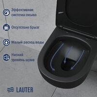 Унитаз подвесной Lauter Sulzdorf + Breez 21GN7072BM (черный с микролифтом) - Превью изображения №5 — Интернет-Магазин TECNO.BY