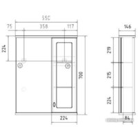 Volna Шкаф с зеркалом Milena 55 L (белый) - Превью изображения №11 — Интернет-Магазин TECNO.BY