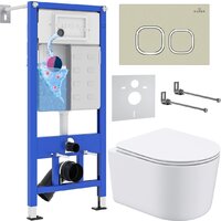 Roxen Simple Compact в комплекте с инсталляцией StounFix Dual Fresh 6 в 1 966614 (кнопка: бежевый)