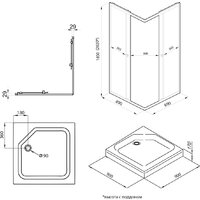 Saniteco SNT-804 Cube 90х90 с поддоном (хром/прозрачное стекло) Image #2