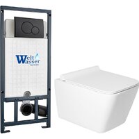 Saniteco KW-9004W в комплекте с инсталляцией + Marberg 507 RD MT-BL + Marberg 507