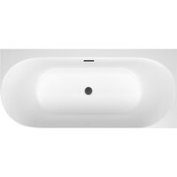 Wellsee Collaro 180x80 28910603R (пристенная ванна (правая) белый глянец, экран, ножки, сифон-автомат матовый черный) Image #4