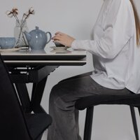 Lepremo AV 2111 МДФ+керамика раздвижной 1200-1800x800 (натуральный глянцевый Gold Jade/черный) Image #3