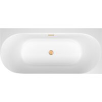 Wellsee Collaro 170x80 28910504R (пристенная ванна (правая) белый глянец, экран, ножки, сифон-автомат золото) Image #4