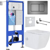 Roxen Cube Bidet One Rimless 6 в 1 StounFix Dual Fresh 623444 (оружейная сталь/металл)