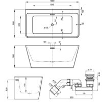Wellsee Graceful Pro 168x80 230903001 (отдельностоящая ванна белый глянец, экран, ножки, сифон-автомат хром) Image #10