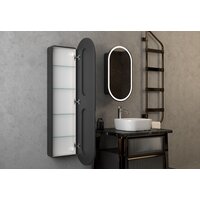 Континент Шкаф с зеркалом Elmage Black Led 45x80 Image #12