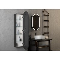 Континент Шкаф с зеркалом Elmage Black Led 45x80 Image #28