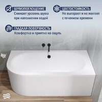 Ванна Lauter Bliss 150 P 21201052P (с ножками и сифоном 21Y11021 матовый черный) - Превью изображения №4 — Интернет-Магазин TECNO.BY