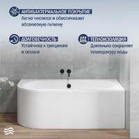 Ванна Lauter Bliss 150 P 21201052P (с ножками и сифоном 21Y11021 матовый черный) - Превью изображения №6 — Интернет-Магазин TECNO.BY