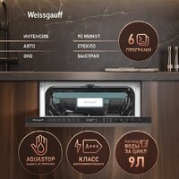 Встраиваемая посудомоечная машина Weissgauff BDW 4535 D Inverter AutoOpen Timer Floor - Превью изображения №3 — Интернет-Магазин TECNO.BY