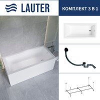 Lauter Athena 170x80 21090080 (с каркасом и сифоном 21Y31001 матовый черный)