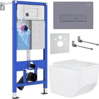 Roxen Boro в комплекте с инсталляцией StounFix Dual Fresh 6 в 1 966786 (кнопка: серый гранит)