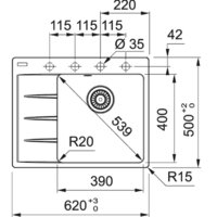 Кухонная мойка Franke Centro CNG 611/211-62 TL Fragranite 114.0639.710 (оникс) - Превью изображения №2 — Интернет-Магазин TECNO.BY
