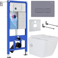 Roxen Cube bidet в комплекте с инсталляцией StounFix Dual Fresh 6 в 1 966807 (кнопка: серый гранит)