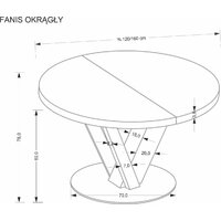 Halmar Fanis okragly 120-160/120/78 (натуральный/черный) Image #18