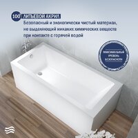 Ванна Lauter Athena 170x80 21090080 (с каркасом и сифоном 21Y11021 матовый черный) - Превью изображения №5 — Интернет-Магазин TECNO.BY