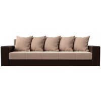 Лига диванов Дубай лайт полки слева 114377 (велюр бежевый/экокожа коричневый) Image #3