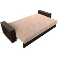 Лига диванов Дубай лайт полки слева 114377 (велюр бежевый/экокожа коричневый) Image #6