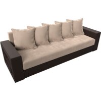 Лига диванов Дубай лайт полки слева 114377 (велюр бежевый/экокожа коричневый) Image #4