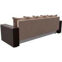 Лига диванов Дубай лайт полки слева 114377 (велюр бежевый/экокожа коричневый) Image #5