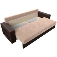 Лига диванов Дубай лайт полки слева 114377 (велюр бежевый/экокожа коричневый) Image #7