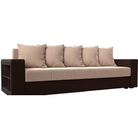 Лига диванов Дубай лайт полки слева 114377 (велюр бежевый/экокожа коричневый)