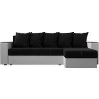 Лига диванов Дубай лайт правый 114184 (микровельвет черный/экокожа белый) Image #3