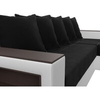 Лига диванов Дубай лайт правый 114184 (микровельвет черный/экокожа белый) Image #9