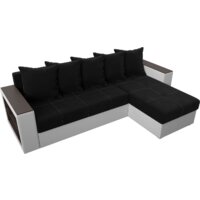 Лига диванов Дубай лайт правый 114184 (микровельвет черный/экокожа белый) Image #4