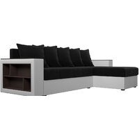 Лига диванов Дубай лайт правый 114184 (микровельвет черный/экокожа белый) Image #2