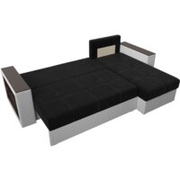 Лига диванов Дубай лайт правый 114184 (микровельвет черный/экокожа белый) Image #6