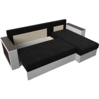 Лига диванов Дубай лайт правый 114184 (микровельвет черный/экокожа белый) Image #7