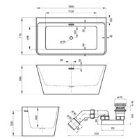 Wellsee Graceful Pro 150x77 230902002 (отдельностоящая ванна белый глянец, экран, ножки, сифон-автомат глянцевый белый) Image #10